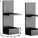 2-Tier Black Floating Wall Shelf, 20x8x6 Wall-Mounted Wooden Beside Shelf/Nightstand for Home Dcor, Plants, Cosmetics, Bathroom, Kitchen, Bedroom Storage (Black with Box)