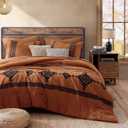 MaiRve Embroidery Comforter Set, Boho Farmhouse Western Bedding Set, All Season Bed in A Bag Comforter Set with Sheets, Pillowcases & Shams, Burnt Orange Queen 7 Pieces