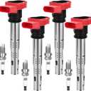 UF529 Ignition Coil & 4644 Double Iridium Spark Plug For Audi A3 A4 allroad Quattro A5 Q5 TT, For VW Beetle CC Eos Golf GTI Jetta Passat Tiguan Replaces# 06E905115 GN10446 C1631