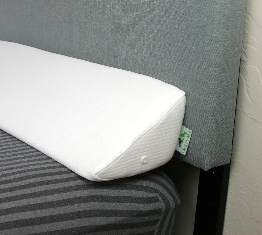 Insieme King Size Headboard Gap Filler (White). Long Bed Wedge Pillow for Covering Cracks Between Bed & Headboard or Wall with Pillow Support (76x8x6 inch)