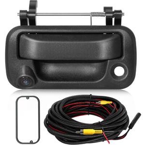 EWAY Tailgate Handle Rear Backup Camera for 2004-2016 Ford F150 F250 F350 F450 F550 Super Duty Explorer Lobo, Lincoln Mark LT Tailgate Latch Door Handle Reverse Back Up Camera RCA Connector w/Key Hole