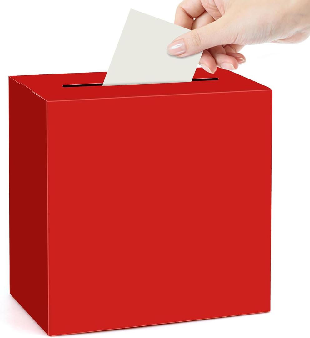 2 x Red Card Box Wedding Favors Gift Card Boxes Post Box Rectangle Receiving Money Box Holder for Wedding Reception, Baby Showers, Anniversary, Birthday Party, Retirement, Graduation Envelope Holder