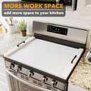 SpaceAid Noodle Board Stove Kitchen Cover with Handles, Top Covers for Gas Burners and Electric Stove, Oven Decor Accessories Wood Tray for Countertop, White Bamboo