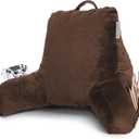 Clara Clark Reading Pillow with Shredded Memory Foam for Sitting Up in Bed and Couch, Back and Arms Adjustable Support Adults & Teens Backrest Pillows for Reading, with Washable Cover Chocolate Brown