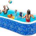Nattork Inflatable Pool for Kids and Adults, 118" x 68" x 22" Family Full-Sized Inflatable Swimming Pool, Durable Thickened Above Ground Blow Up Pool for Kids Pools for Backyard Outdoor Indoor, Blue Shark Pattern 