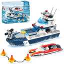 3in1 City Police Building Set, Police Car Transporter Building Toys, Police Truck with Trailer & Rescue Helicopter, Police Chase Building Kit, Gift for Boys Kids Aged 6-12, 288 PCS