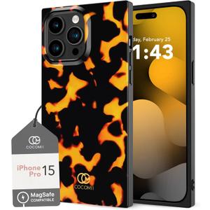 Cocomii - Rectangle Case Compatible with iPhone 15 Pro - Compatible with MagSafe, Animal Print, Fashionable Pattern, Glossy, Magnetic Phone Case for iPhone 15 Pro 6.1 inch, Tortoise