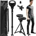 ALEVMOOM Folding Walking Cane with seat for Men & Women,2-in-1 Adjustable Portable Cane Chair,Walking Stick with Seat for Seniors & Adults,Crutches Stool with Carry Bag for Hiking Traveling