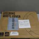 Road Comforts Steering Wheel Cover - Made with PVC Leather and Leopard Fabric - Universal 14 1/2 inches to 15 inches for Most Automotive Steering Wheel - Cheetah Print - Black