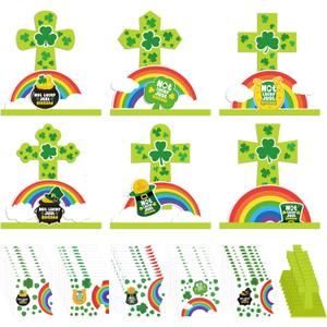 30 Sets Religious St. Patrick's Day Cross Craft for DIY Irish Cross Craft Kit Make Your Own Shamrocks Crafts for Sunday School Home Patrick's Day Party Supplies