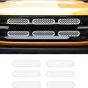 Front Grill Mesh Grille Inserts Cover Frame Trims Kit 6Pcs Fit for Ford Bronco 2021-2024 2/4 Door Exterior Accessories (White)