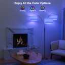 SIBRILLE 36W RGB Arc Floor Lamp with 3 White Fabric Shades, 3000LM Super Bright Standing Lamp with Remote Control & Touch, Stepless Dimming, Individual Light Control for Living Room, Bedroom