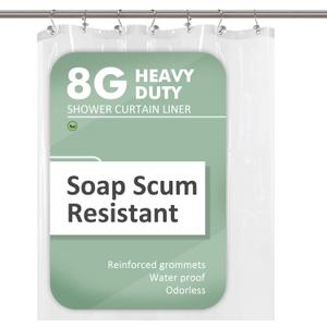 Barossa Design Small Shower Curtain for Shower Stall Size 36 x 72 inches, PEVA - Waterproof, Eco-Friendly, Non-Toxic, Odorless, PVC Free, Metal Grommets (Clear)