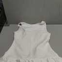 Unybwonn Women Ruffle Bubble Mini Dress Sleeveless Ruched Hem Bodycon Dresses a Line Mock Neck Tank Short Dress Large,White 