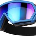 Dirt Bike Goggles Motorcycle Glasses ATV Ski Windproof Glasses for Adults, Men, Women, Youth (Blue Frame+colorful Lenses)