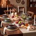 KINGSTONE Dinnerware Set for 4, Red Reactive Glaze Plates and Bowls Sets