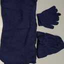 Winter Beanie Hat Scarf Gloves, Warm Fleece Knit Hat Long Scarf Neck Warmer Touch Screen Winter Gloves Set Gifts for Women (Navy Blue)