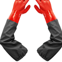 Haiou Pond Gloves, Long Arm Waterproof Gloves,Long Rubber Gloves for Men and Women (25 inches, Large, Red)
