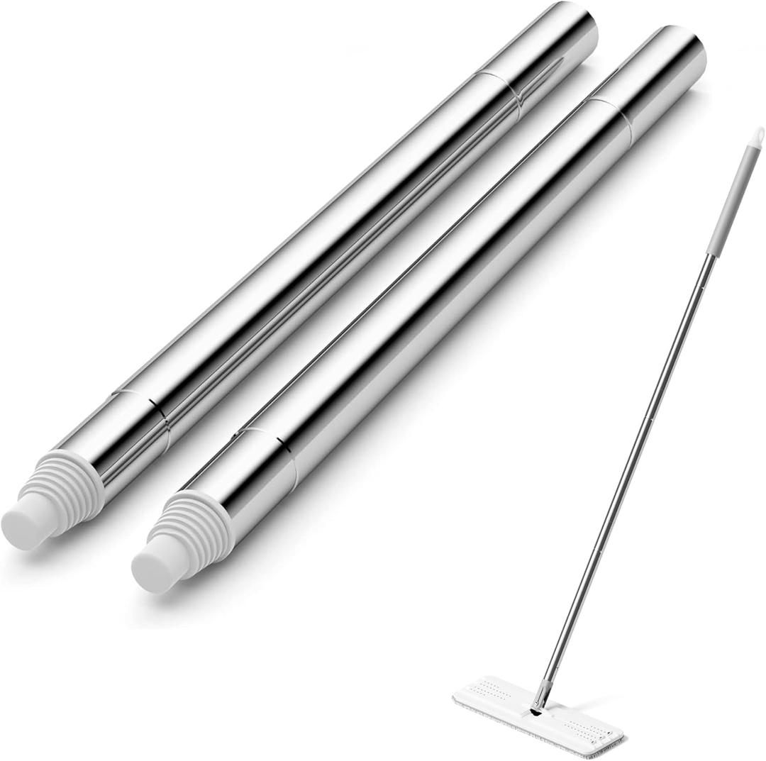 JOYMOOP Mop Handle Extension Rods, for Extending & Replacing Flat Mop, Stainless Steel Mop Handle Rods, Pack of 2 pcs Rods