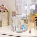 2 Tier Diamond Lazy Susan Bathroom Organizer Countertop, Clear 360 Rotating Cosmetic Makeup Organizer for Vanity, Skincare Organizers Perfume Organizer for Counter - Organization and Storage -9.25INCH