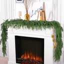 Hananona 4 Pcs 9 Ft Artificial Norfolk Pine Garlands, Real Touch Winter Pine Garland, Green Artificial Greenery Garland for Table, Mantle, Wall, Indoor, Outdoor Christmas Decorations (4, 9 Ft)