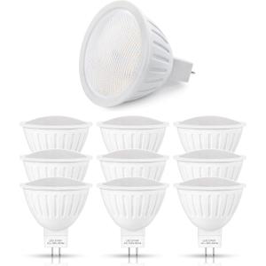 GU5.3 Base LED Light Bulb Dimmable 5W Spotlight,50W Halogen Equivalent, 120V MR16 Bi-Pin Base Warm White 2700K, Flood Light Bulb for Accent Lighting, Display Lighting, Track Lighting(Pack of 10)