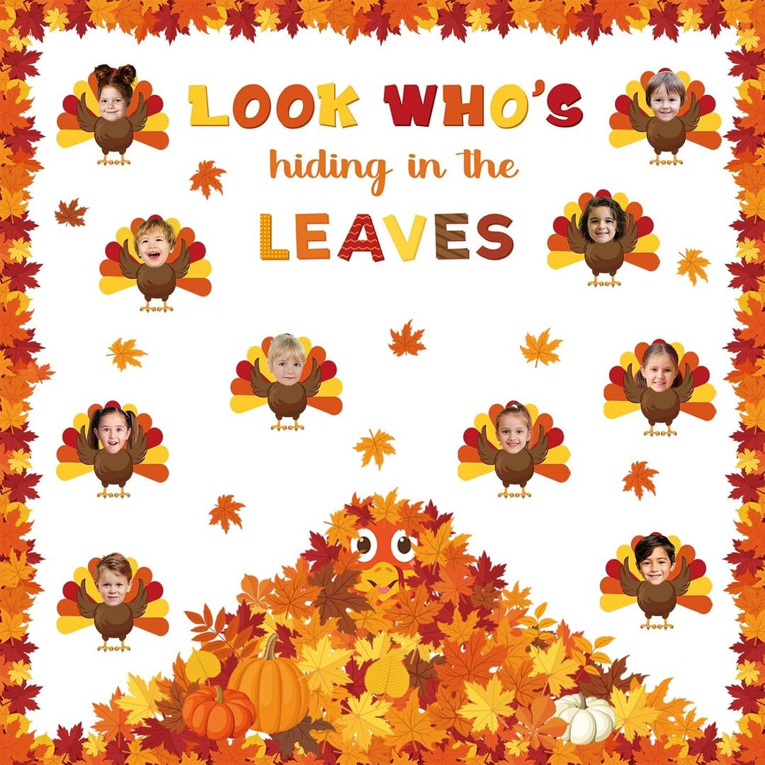 Containlol Fall Thanksgiving Bulletin Board Set Autumn Harvest Classroom Decorations Cutout for Door Wall School Supplies(Colorful,Small Turkey)