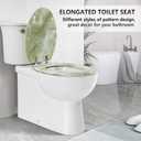 Elongated Toilet Seat Natural Wood Toilet Seat with Zinc Alloy Hinges, Easy to Install also Easy to Clean, Anti-pinch Marble Toilet Seat by Angol Shiold (Elongated, Green Marble)