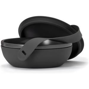 W&P Porter Ceramic Bowl Lunch Container w/ Protective Non-slip Exterior, Charcoal 1 Liter | Lid & Snap-tight Silicone Strap | Food Storage, Bento Box, Meal Prep | BPA-Free Ceramic