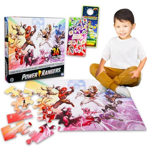 Power Rangers Floor Puzzle for Kids Set - Bundle with 36 Piece Floor Puzzle Plus Stickers, More | Power Rangers Jigsaw Puzzles for Kids Ages 4-8