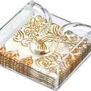 Amazing Abby Acrylic Cocktail Napkin Holder (5.0"x5.0"), Clear Plastic Napkin Dispenser with Weighted Arm and Non-Slip Pads, Great for Kitchen Counter, Dining Table, Bathroom Vanity, and More