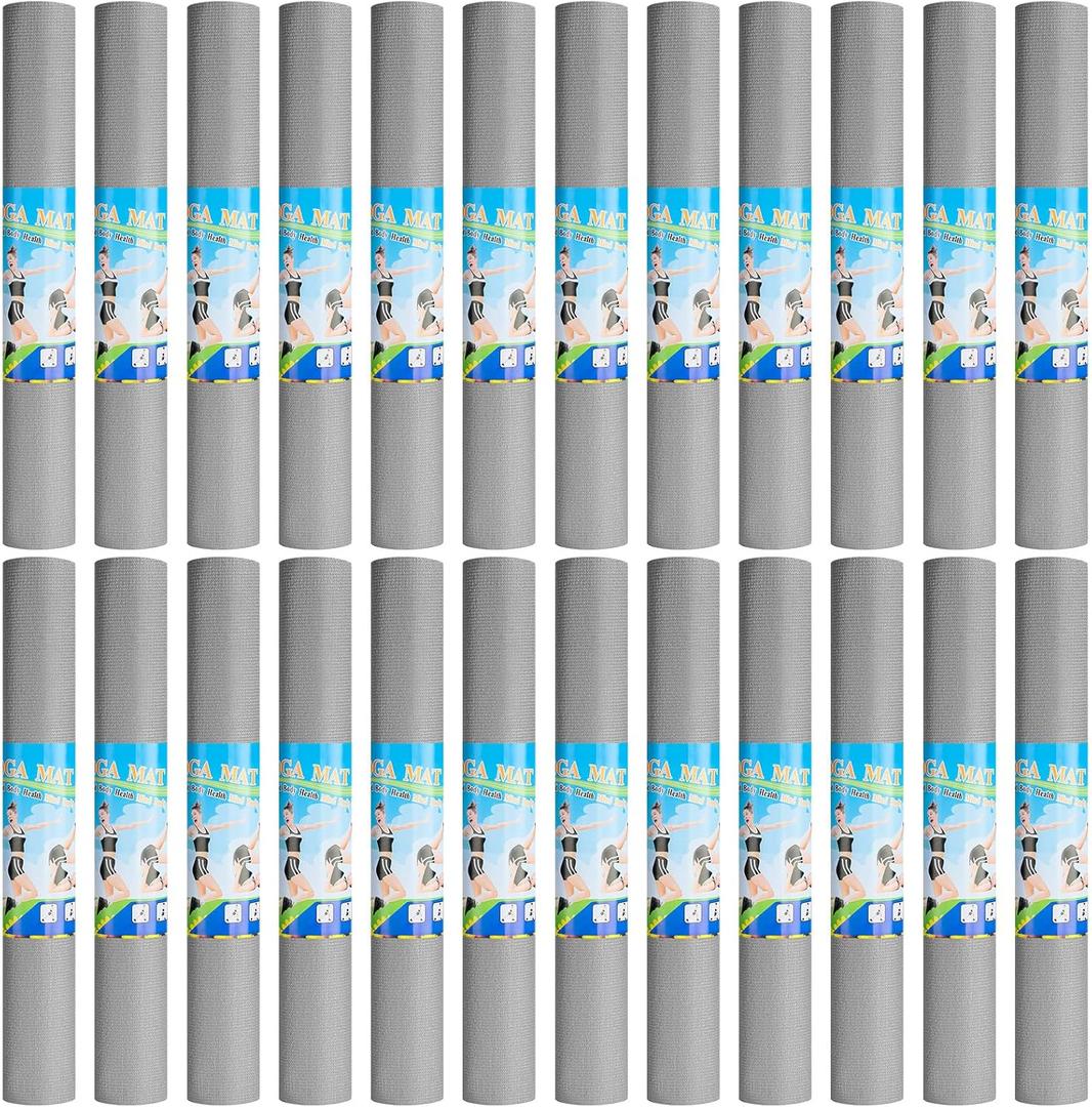 3 mm Thick Yoga Mat Bulk, Non Slip Exercise Workout Fitness Pad for Women Men, Gym Home Yoga Pilates, Easy to Clean, Sturdy PVC (Gray)