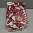 Christmas Ornaments Candy Lollipop Set -48Pcs for Xmas Tree Decoration Hanging Plastic Gloss Candy Canes Ball Pendants for New Year Home Decor Party Supplies (Red)