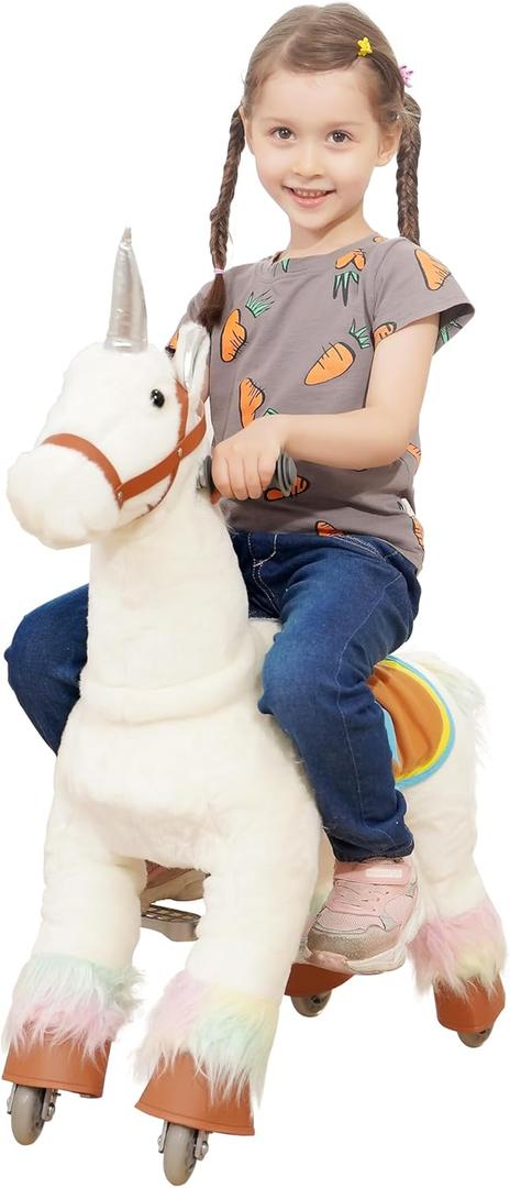 PonyFunny Small Size Ride On Horse Baby Horse Ride for Ages 3-6, Magical Unicorn Toy with Horse Riding Experience for Kids