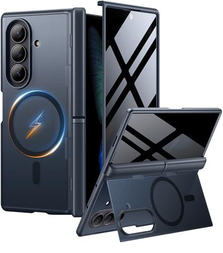 MOBOSI for Samsung Galaxy Z Fold 7 Case with Privacy Screen Protector, [Compatible with Magsafe], [Built-in Kickstand & Full Body Hinge Protection] Magnetic Slim Phone Case for Z Fold7, Jet Black