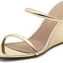 DREAM PAIRS Women's Slides Wedge Sandals Two Strap Square Open Toe Dress Shoes Size 7