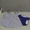 Eomenie Tankini Swimsuits for Women Tummy Control Two Piece Bathing Suit Tie Back Swim Suit with Bottom (Small, Blue Striped)