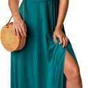 ANRABESS Women Summer Deep V Neck Short Sleeve Dresses Slit Elegant Wedding Guest Formal Cocktail Evening Maxi Long Dress (Small, Lake)