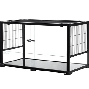 OIIBO Large Glass & Wire 2-in-1 Dwarf Hamster Cage, Chew-Proof, 32" L x 16" W x 18" H, Dual Use as Reptile Terrarium