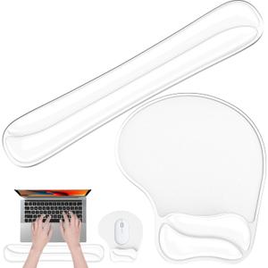 Gel Mouse pad & Keyboard Wrist Rest Set, Ergonomic Keyboard and Mousepad with Wrist Support, Keyboards Wrist Rest, Computer Keyboards Pad, Cooling Gel Clear