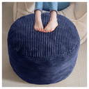 HIGOGOGO Round Stuffed Pouf Ottoman, Corduroy Poufs with Foam Chunk Filling, Furry and Fluffy Pouf Foot Stool Storage Ottoman, 26 X 18 Floor Poufs Foot Rest for Living Room, Navy