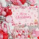 AIBIIN Merry Christmas Party Backdrop Pink Coquette Snowflakes Christmas Tree Merry Xmas Photo Photography Background Winter Wonderland Xmas Party Decoration 70.8x43.4inch