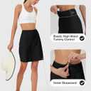 FitsT4 Sports Women's 20'' Swim Skirt Skort with Pocket High Waisted Modest Swimsuit Bathing Suit Bottoms (Black, L)