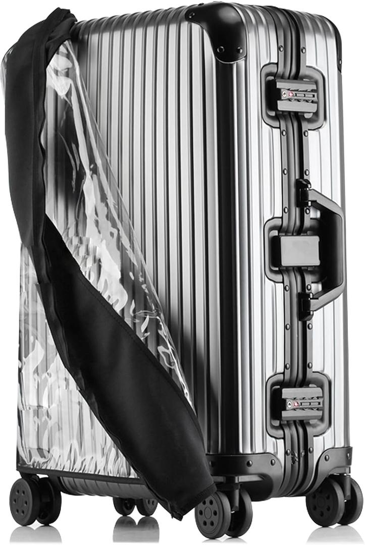 Transparent PVC Suitcase Cover, No Disassembly Required Clear Luggage Protector Suitcase Cover (22, Black)