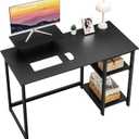 GreenForest Computer Desk 39 Inch with Monitor Stand, Office Desk with Adjustable Storage Shelves, Small Gaming Desk for Home Work Writing Study, Black
