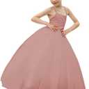 Flower Girl Dress Crossed Straps Lace Wedding Dresses Party Bridesmaid Ball Gown (Pink)