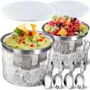LIMOEASY Chilled Dip Bowl (2 Pack), 25oz Ice Serving Bowl with Lid for Parties, Cold Serving Dish for Hummus, Salsa, Guacamole, Sauces, Pasta