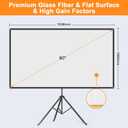 Projector Screen with Stand, 80 Inch Portable Projector Screen Outdoor Indoor, 1.2 Gain Fiberglass Projection Screen, 16:9 Outdoor Movie PVC Screen with Carrying Bag for Movie Night(White Screen)