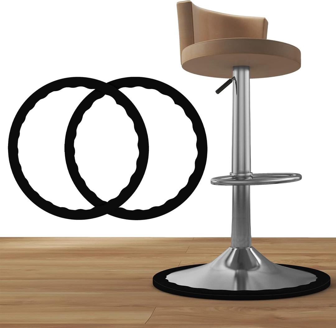 2 Pack Bar Stools Leg Protectors Ring, Non Slip Silicone Chair Leg Floor Protector, Pads Bottom Protect Wooden Floor No Scratches No Noise Anti-Slip, Stretchable Fits 16.5" to 18.5" Chair Base, Black
