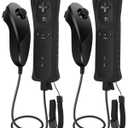 GLCONN Remote Controller with Nunchunk for Wii and Wii U Games - Controller for Wii Remotes - Set of 2 Black